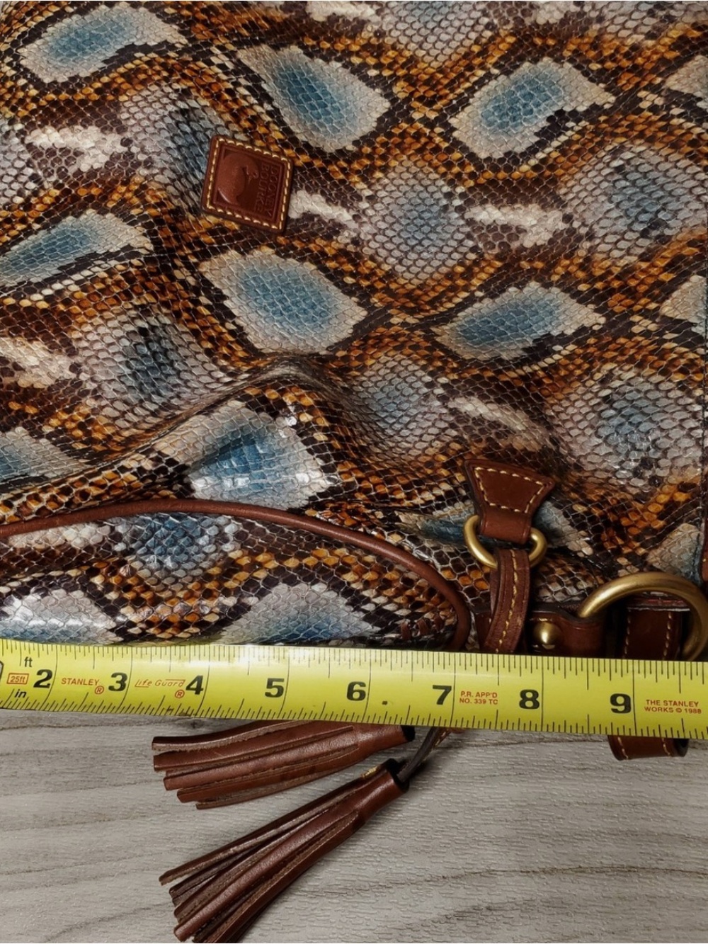 Dooney & Bourke Brown Multi Python-Print Leather Shoulder Bag - Picture 14 of 16